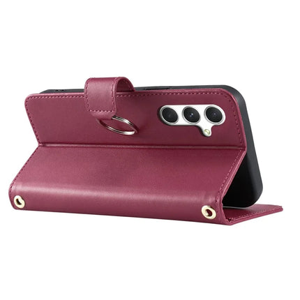 For Samsung Galaxy A05s 4G Crossbody Leather Case Ring Buckle Wallet Stand Rhombus Mobile Cover