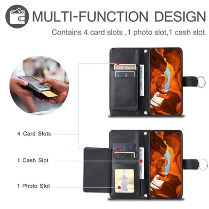 For Samsung Galaxy A06 Crossbody Leather Case Ring Buckle Wallet Stand Rhombus Mobile Cover