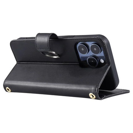 For iPhone 13 Pro Max Crossbody Leather Case Ring Buckle Wallet Stand Rhombus Mobile Cover