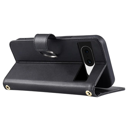 For Google Pixel 8 Crossbody Leather Case Ring Buckle Wallet Stand Rhombus Mobile Cover
