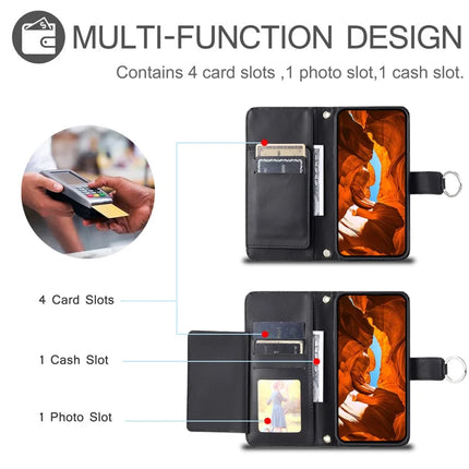 For Google Pixel 8 Crossbody Leather Case Ring Buckle Wallet Stand Rhombus Mobile Cover