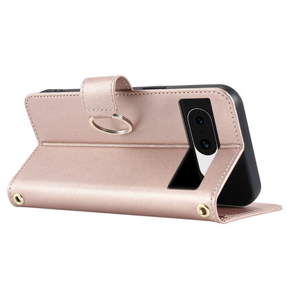For Google Pixel 8 Crossbody Leather Case Ring Buckle Wallet Stand Rhombus Mobile Cover