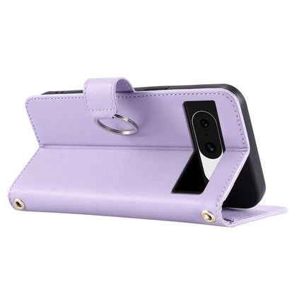 For Google Pixel 8 Crossbody Leather Case Ring Buckle Wallet Stand Rhombus Mobile Cover
