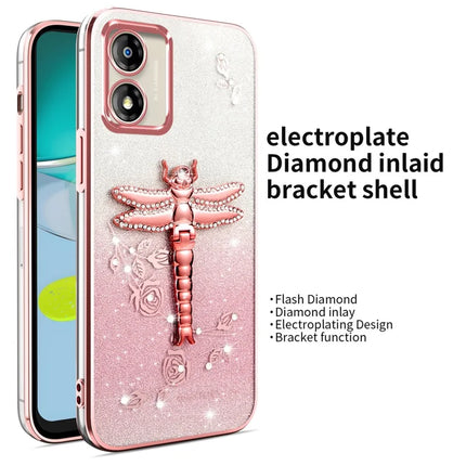 KADEM For Motorola Moto E13 4G Case Dragonfly Kickstand TPU Flowers Glitter Phone Cover