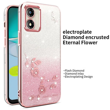 KADEM For Motorola Moto E13 4G Case Dragonfly Kickstand TPU Flowers Glitter Phone Cover