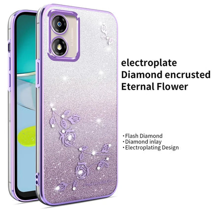 KADEM For Motorola Moto E13 4G Case Dragonfly Kickstand TPU Flowers Glitter Phone Cover