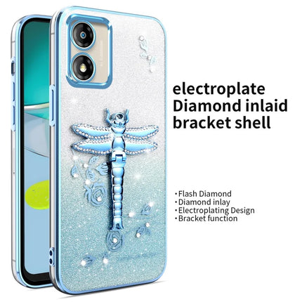 KADEM For Motorola Moto E13 4G Case Dragonfly Kickstand TPU Flowers Glitter Phone Cover
