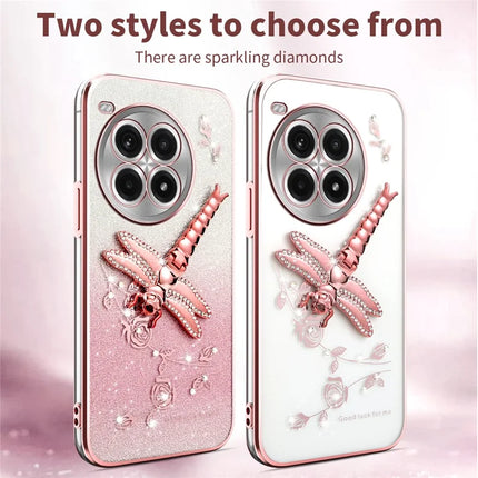 KADEM For OnePlus Ace 3 Pro 5G Case Dragonfly Kickstand TPU Flowers Glitter Phone Cover