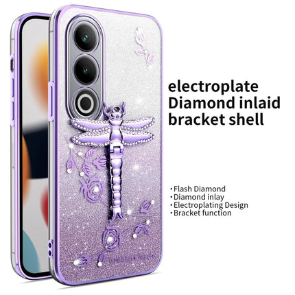 KADEM For OnePlus Ace 3V 5G Case Dragonfly Kickstand TPU Flowers Glitter Phone Cover