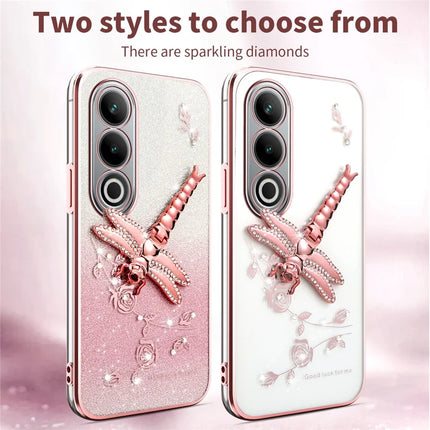 KADEM For OnePlus Ace 3V 5G Case Dragonfly Kickstand TPU Flowers Glitter Phone Cover