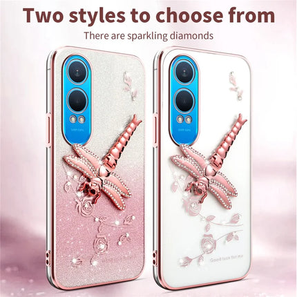KADEM For OnePlus Nord CE4 Lite 5G Case Dragonfly Kickstand TPU Flowers Glitter Phone Cover