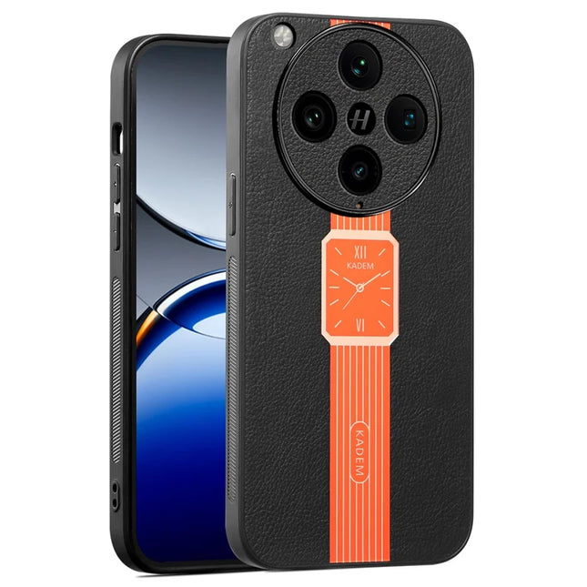 KADEM For Oppo Find X8 Pro 5G Case Leather+TPU+Acrylic Anti-Scratch Phone Cover - Orange