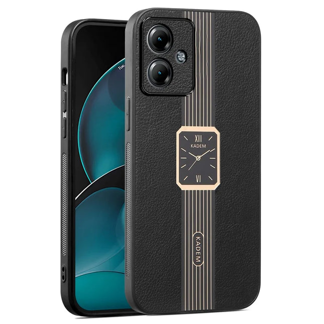 KADEM For Motorola Moto G55 5G Case Leather+TPU+Acrylic Anti-Scratch Phone Cover - Black