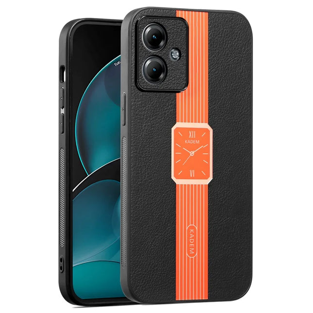 KADEM For Motorola Moto G55 5G Case Leather+TPU+Acrylic Anti-Scratch Phone Cover - Orange