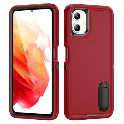 For Samsung Galaxy A06 Case Kickstand Phone Cover PC+Silicone+EVA 3-in-1 Design - Red+Black