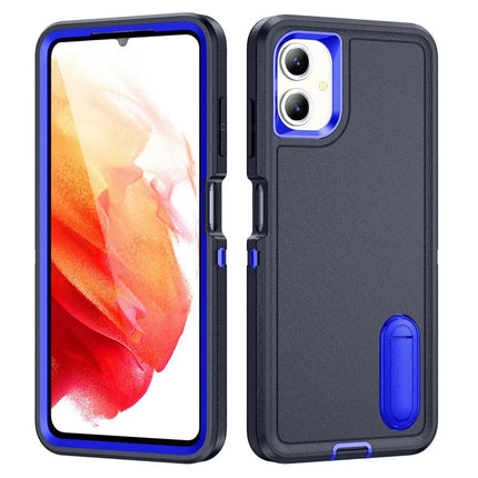 For Samsung Galaxy A06 Case Kickstand Phone Cover PC+Silicone+EVA 3-in-1 Design - Dark Blue+Sapphire