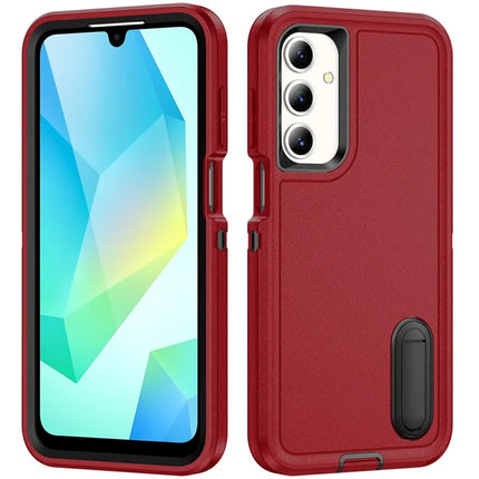 For Samsung Galaxy A16 4G / 5G Case Kickstand Phone Cover PC+Silicone+EVA 3-in-1 Design - Red+Black