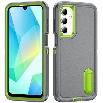 For Samsung Galaxy A16 4G / 5G Case Kickstand Phone Cover PC+Silicone+EVA 3-in-1 Design - Grey+Green