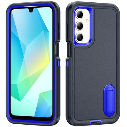 For Samsung Galaxy A16 4G / 5G Case Kickstand Phone Cover PC+Silicone+EVA 3-in-1 Design - Dark Blue+Sapphire