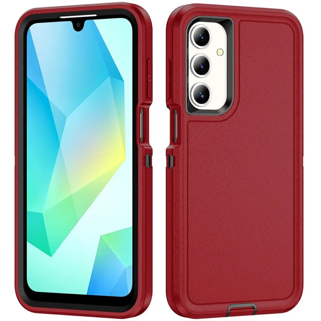 For Samsung Galaxy A16 4G / 5G Case PC+Silicone+EVA 3-in-1 Shockproof Phone Cover - Red+Black