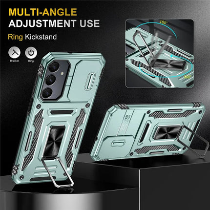 For Samsung Galaxy A16 4G / 5G Case Kickstand Slide Lens Lid PC+TPU Drop-Proof Phone Cover