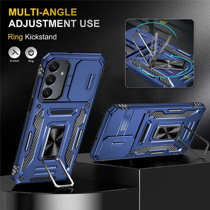 For Samsung Galaxy A16 4G / 5G Case Kickstand Slide Lens Lid PC+TPU Drop-Proof Phone Cover