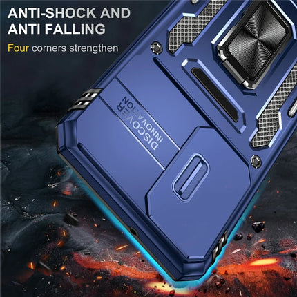 For Samsung Galaxy A16 4G / 5G Case Kickstand Slide Lens Lid PC+TPU Drop-Proof Phone Cover