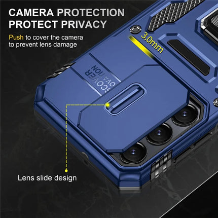 For Samsung Galaxy A16 4G / 5G Case Kickstand Slide Lens Lid PC+TPU Drop-Proof Phone Cover