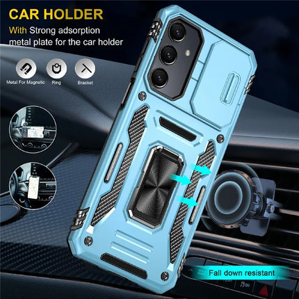 For Samsung Galaxy A16 4G / 5G Case Kickstand Slide Lens Lid PC+TPU Drop-Proof Phone Cover