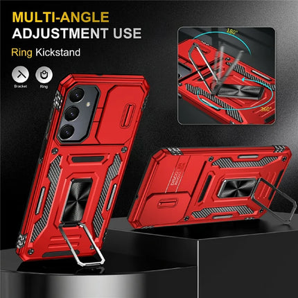 For Samsung Galaxy A16 4G / 5G Case Kickstand Slide Lens Lid PC+TPU Drop-Proof Phone Cover