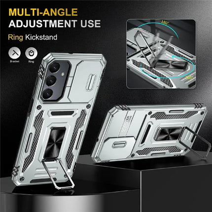 For Samsung Galaxy A16 4G / 5G Case Kickstand Slide Lens Lid PC+TPU Drop-Proof Phone Cover