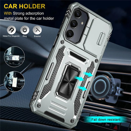 For Samsung Galaxy A16 4G / 5G Case Kickstand Slide Lens Lid PC+TPU Drop-Proof Phone Cover