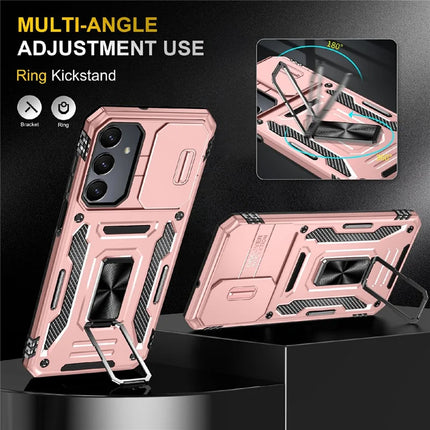 For Samsung Galaxy A16 4G / 5G Case Kickstand Slide Lens Lid PC+TPU Drop-Proof Phone Cover