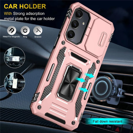For Samsung Galaxy A16 4G / 5G Case Kickstand Slide Lens Lid PC+TPU Drop-Proof Phone Cover