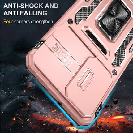 For Samsung Galaxy A16 4G / 5G Case Kickstand Slide Lens Lid PC+TPU Drop-Proof Phone Cover