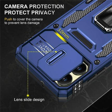 For Samsung Galaxy A06 Case Kickstand Slide Lens Lid PC+TPU Drop-Proof Phone Cover