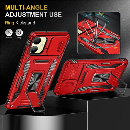For Samsung Galaxy A06 Case Kickstand Slide Lens Lid PC+TPU Drop-Proof Phone Cover