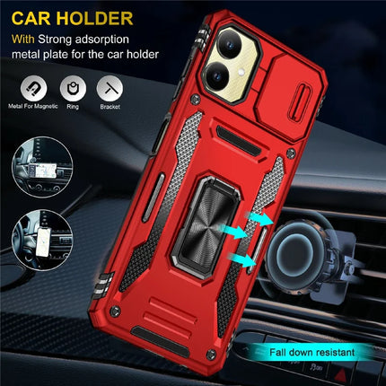 For Samsung Galaxy A06 Case Kickstand Slide Lens Lid PC+TPU Drop-Proof Phone Cover