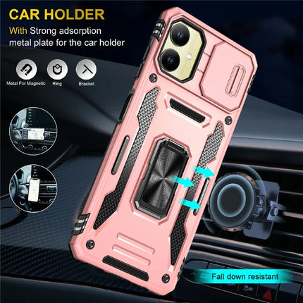 For Samsung Galaxy A06 Case Kickstand Slide Lens Lid PC+TPU Drop-Proof Phone Cover