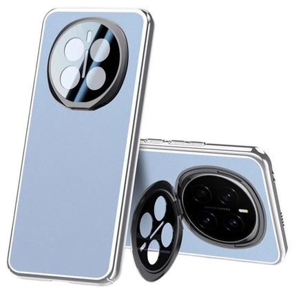 For Honor Magic7 5G Case with Lens Guard Kickstand Anti Drop TPU+PU Phone Back Cover - Blue