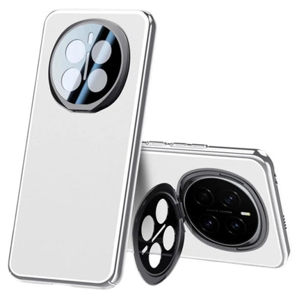 For Honor Magic7 5G Case with Lens Guard Kickstand Anti Drop TPU+PU Phone Back Cover - White