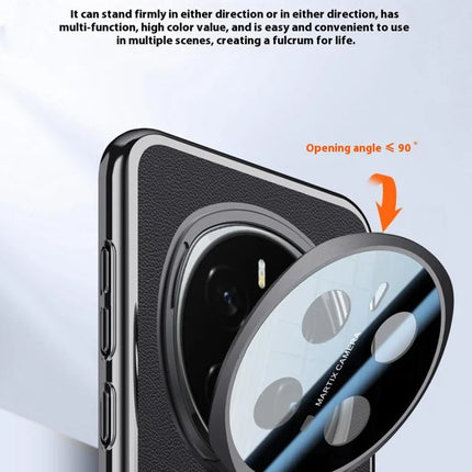 For Honor Magic7 Pro 5G Case with Lens Guard Kickstand Anti Drop TPU+PU Phone Back Cover