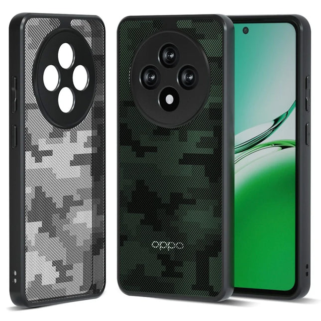 IBMRS For Oppo Reno12 F 5G  /  Reno12 F 4G  /  F27 5G Case TPU + PC Heavy Duty Shockproof Phone Cover Camera Protection - Grid Camouflage