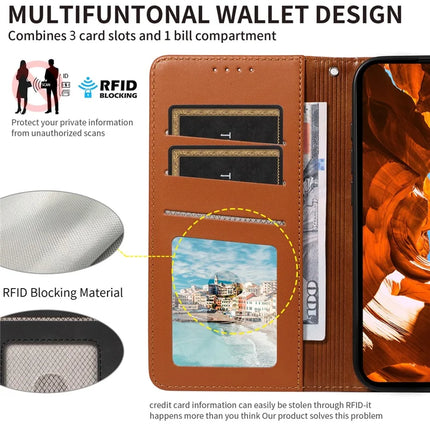 For Google Pixel 9 /  9 Pro Case RFID Blocking Leather Wallet Flip Phone Cover with Wrist Strap