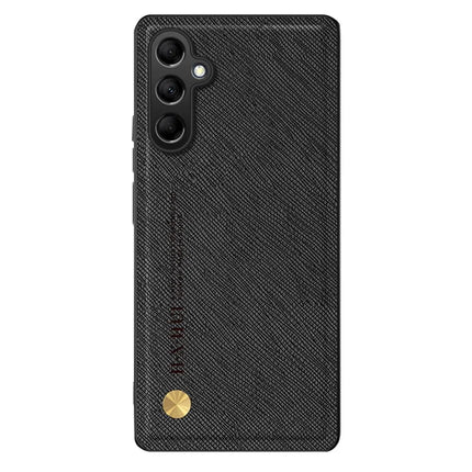 For Samsung Galaxy A16 5G  /  4G Case Cross Texture Leather+TPU Phone Cover Support Magnetic Car Holder - Black