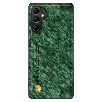 For Samsung Galaxy A16 5G  /  4G Case Cross Texture Leather+TPU Phone Cover Support Magnetic Car Holder - Green