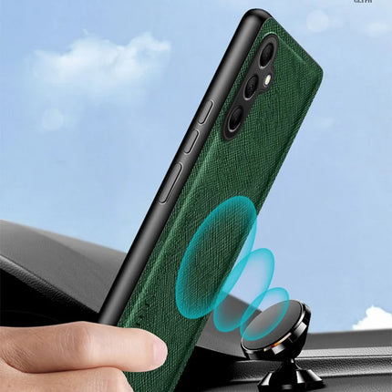 For Samsung Galaxy A16 5G  /  4G Case Cross Texture Leather+TPU Phone Cover Support Magnetic Car Holder