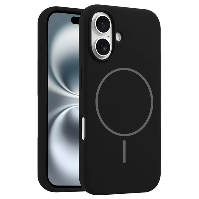 For iPhone 16 Case Compatible with MagSafe Liquid Silicone Anti-Drop Phone Cover - Black
