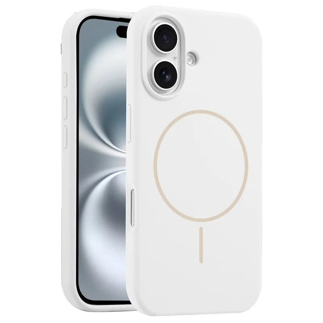 For iPhone 16 Plus Case Compatible with MagSafe Liquid Silicone Anti-Drop Phone Cover - White