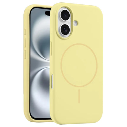 For iPhone 16 Plus Case Compatible with MagSafe Liquid Silicone Anti-Drop Phone Cover - Light Yellow
